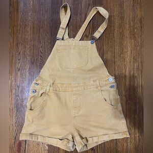 ModCloth mustard yellow overalls shorts